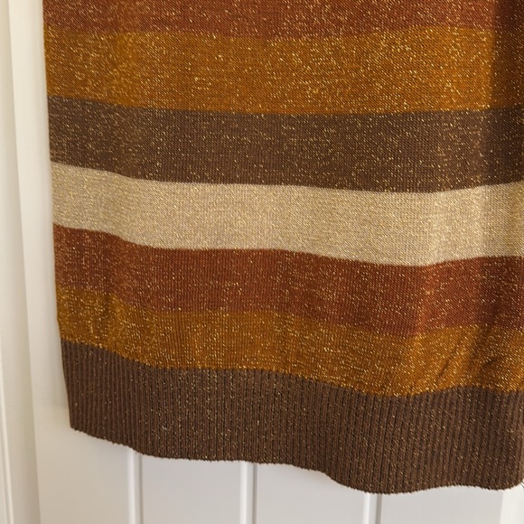 Lucca Striped Brown and Tan Metallic Knit Top Size S - Picture 10 of 10